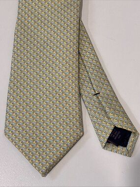 Vineyard Vines Preppy Blue Yellow Silk Tie All Over Whale Print